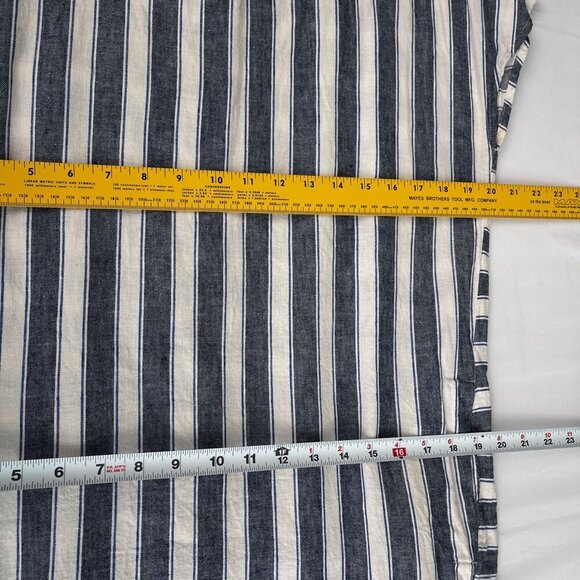 Madewell Stripe Play Button Back Dress Linen Cotton Transatlantic Blue Women M - Picture 14 of 16